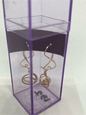 Harry Mason vintage Gold spiral Earrings Earspiral - original purple box